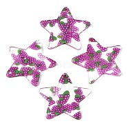 Transparent Clear Cellulose Acetate(Resin) Pendants, Printed, Star with Grape, Grape Pattern, 37x39x2.5mm, Hole: 1.4mm(KY-T040-64C)