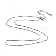 Brass Ball Chain Necklaces Making, with Lobster Claw Clasps, Long-Lasting Plated, Platinum, 15.75 inch(40cm)(MAK-L025-01P)