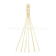 Brass Chains Tassel Big Pendnants, with Clear Glass, Real 18K Gold Plated, 88x6x3mm, Hole: 1.6mm(KK-P228-33G)