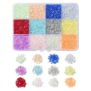 144g 12 Colors Transparent Electroplate Glass Beads, No Hole/Undrilled, AB Color Plated, Chip, Mixed Color, 1.5~2x1.5~2mm, 12g/color(GLAA-YW0001-93)