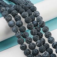 Gemstone Beads Strands, Natural Weathered Agate/Crackle Agate, Round, Grade A, Dyed, Black, 8mm, about 48pcs/strand, 14 inch(G-SR8MM-63)