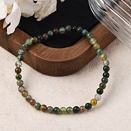 Natural Indian Agate Beaded Stretch Bracelets, Round, Beads: 4~5mm, Inner Diameter: 2-1/4 inch(5.65cm)(BJEW-A117-A-46)