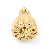 Rack Plating Brass Charms, Long-Lasting Plated, Cadmium Free & Lead Free, Seedpod of the Lotus Charm, Real 18K Gold Plated, 10x8mm, Hole: 1.5mm(KK-K270-20G)