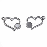 304 Stainless Steel Pendants, with White Shell, Heart, Stainless Steel Color, 15x17x2mm, Hole: 1.6mm(STAS-N087-54-05P)