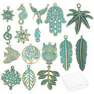 Alloy Pendants, Mixed Shapes, Antique Bronze & Green Patina, 32pcs(PALLOY-SC0002-85)