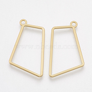 Smooth Surface Alloy Open Back Bezel Pendants, For DIY UV Resin, Epoxy Resin, Pressed Flower Jewelry, Geometry, Matte Gold Color, 33x22x1.5mm, Hole: 1.8mm(PALLOY-S117-130)