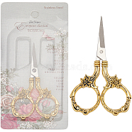 1Pc Retro Stainless Steel Scissors, Embroidery Scissors, Sewing Scissors, Antique Golden, 90x53mm(TOOL-SC0001-52)