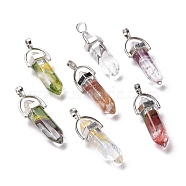 Handmade Lampwork Pendants, with Alloy Findings, Bullet Charm, Mixed Color, 41x14x10mm, Hole: 5.5x4.5mm(X1-LAMP-K036-002)