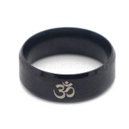 Ohm/Aum Yoga Theme Stainless Steel Plain Band Ring for Men Women, Electrophoresis Black, US Size 14(23mm)(CHAK-PW0001-003H-02)