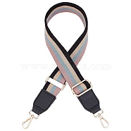 Polyester Stripe Pattern Bag Straps, with Alloy Clasps, for Bag Replacement Accessories, Black, 80.9~133.5x3.75x0.2cm(FIND-WH0001-38A)