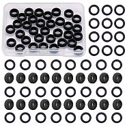 304 Stainless Steel Big Hole Beads, Textured Beads, Rondelle, Electrophoresis Black, 8x4mm, Hole: 5mm, 50pcs/box(STAS-SZ0001-84)