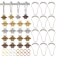 AHADEMAKER DIY Bathroom Bees Shower Curtain Rings Kit, including Iron Shower Curtain Hooks, Open Jump Rings & Tibetan Style Alloy Bees Pendants, Mixed Color, 8~73.5x8~42.5x0.7~8mm, 48pcs/box(DIY-GA0003-88)