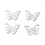 304 Stainless Steel Charms, Butterfly, Silver, 10.5x15x0.6mm, Hole: 1~4mm(STAS-H436-58S)