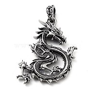 Tibetan Style Alloy Pendants, Dragon Charms, Antique Silver, 46.5x40x6.5mm, Hole: 7x4mm(TIBE-L012-039AS-04)