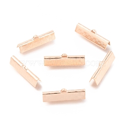 304 Stainless Steel Ribbon Crimp Ends, Rose Gold, 7x25x5.5mm, Hole: 2.5x1.5mm(STAS-H151-20RG)
