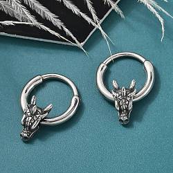 Dragon Head 316 Surgical Stainless Steel Hoop Earrings, Hoop Nose Rings, Antique Silver, 17x5.5mm(EJEW-G416-22AS)