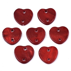 Spray Paint Freshwater Shell Buttons, 2-Hole, Heart, Red, 12x13x2mm, Hole: 1.5mm(SHEL-N026-122)