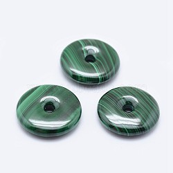 Natural Malachite Pendants, Donut/Pi Disc, 25x4~5.5mm, Hole: 4~6mm, Donut Width: 9.5~11.5mm(G-F571-10-25mm)