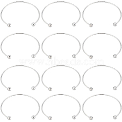 12Pcs Brass Cuff Bangles Making, Torque Bangles, End with Removable Round Beads, Platinum, 0.25cm, Inner Diameter: 2-1/4 inch(5.7cm)(BJEW-SC0001-24)