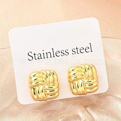 Square 304 Stainless Steel Stud Earrings for Women, Golden, 20x20mm(EJEW-A125-63G)