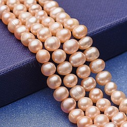 Natural Cultured Freshwater Pearl Beads Strands, Potato, Bisque, 5.5~7x5~6mm, Hole: 0.6mm, about 66pcs/strand, 14.17 inch(36cm)(PEAR-P060-07-01)