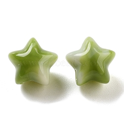 Acrylic Beads, Star, Imitation Gemstone, Green, 11x11x10mm, Hole: 2mm, 1020pc/500g(OACR-U005-04E)