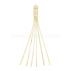 Brass Chains Tassel Big Pendnants, with Clear Glass, Real 18K Gold Plated, 88x6x3mm, Hole: 1.6mm(KK-P228-33G)