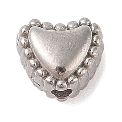 Non-Tarnish 304 Stainless Steel Beads, Stainless Steel Color, Heart, 6x6.5x5mm, Hole: 1.6mm(STAS-M061-02P-01)