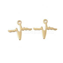 304 Stainless Steel Chain Extender Drop, Heartbeat Charms, Real 14K Gold Plated, 13x14.5x1mm, Hole: 1.5mm(STAS-L022-465G)