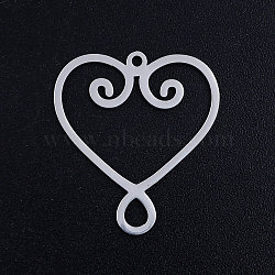 201 Stainless Steel Filigree Pendants, Heart, Stainless Steel Color, 24x22x1mm, Hole: 1.4mm(STAS-S105-JN389-1)