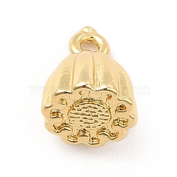 Rack Plating Brass Charms, Long-Lasting Plated, Cadmium Free & Lead Free, Seedpod of the Lotus Charm, Real 18K Gold Plated, 10x8mm, Hole: 1.5mm(KK-K270-20G)