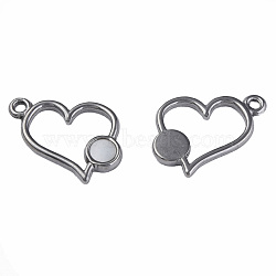 304 Stainless Steel Pendants, with White Shell, Heart, Stainless Steel Color, 15x17x2mm, Hole: 1.6mm(STAS-N087-54-05P)