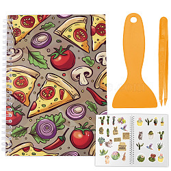 Sticker Collection Book, Hand Account Release Paper, with Tweezers and Scraper(Colors are Dispatched Randomly), Pizza, 210x148mm(AJEW-WH0582-012)