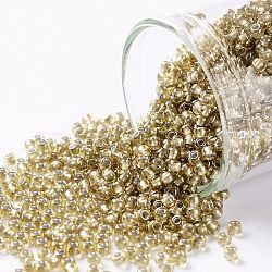 TOHO Round Seed Beads, Japanese Seed Beads, (286) Inside Color Amber/Cream, 11/0, 2.2mm, Hole: 0.8mm, about 1110pcs/10g(X-SEED-TR11-0286)
