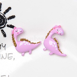 Opaque Resin Decoden Cabochons, Dinosaur with Glitter Powder, Plum, 20x21mm(PW-WG20227-07)