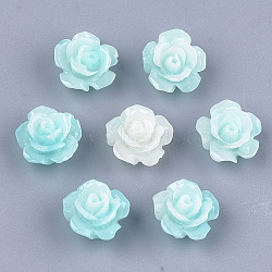 Synthetic Coral Beads, Dyed, Flower, Pale Turquoise, 10x10x6mm, Hole: 1mm(X-CORA-S026-21A-10)