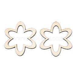 Unfinished Natural Poplar Wood Big Pendants, Laser Cut Wood Shapes, Hollow Flower Charm, Antique White, 80x71x2.5mm(WOOD-TAC0012-11)