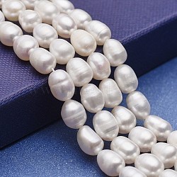 Grade AA Natural Cultured Freshwater Pearl Beads Strands, Potato, White, 7~9.5x7~7.5mm, Hole: 0.5mm, about 35pcs/strand, 13.78 inch(35cm)(PEAR-P060-02)