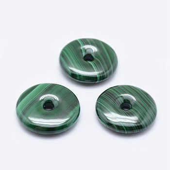 Natural Malachite Pendants, Donut/Pi Disc, 25x5.5mm, Hole: 4~6mm, Donut Width: 9.5~11.5mm