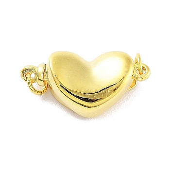 925 Sterling Silver Box Clasps, Heart, Real 18K Gold Plated, 8.5x17x5mm