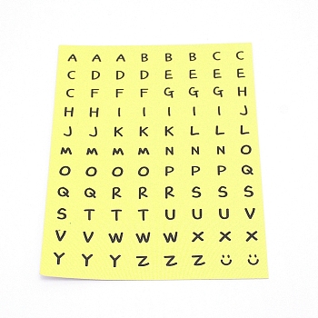 Round Alphabet Self-Adhesive Stickers, for DIY Postcards, Scrapbooking, Journal Planner, Label, Yellow, 14x10cm, 88pcs/sheet