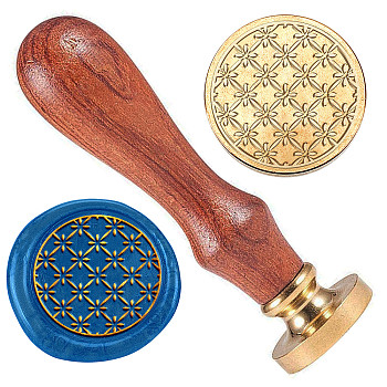 Wax Seal Stamp Set, Golden Tone Brass Sealing Wax Stamp Head, with Wood Handle, for Envelopes Invitations, Rhombus, 83x22mm, Stamps: 25x14.5mm