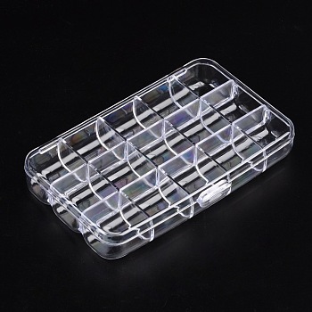 Plastic Bead Storage Containers, 15 Compartments, Rectangle, Clear, 15x9.2x2.5cm