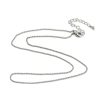 Brass Ball Chain Necklaces Making, with Lobster Claw Clasps, Long-Lasting Plated, Platinum, 15.75 inch(40cm)