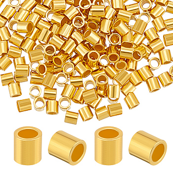 200Pcs 925 Sterling Silver Column Spacer Beads, Real 18K Gold Plated, 1.5x1.5mm, Hole: 0.5mm