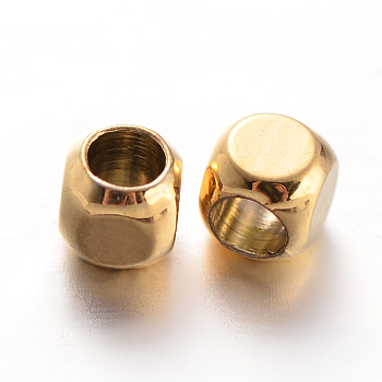 Cube Brass Spacer Beads, Golden, 3x3x3mm, Hole: 2mm
