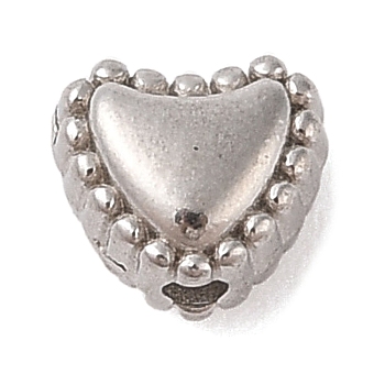 Non-Tarnish 304 Stainless Steel Beads, Stainless Steel Color, Heart, 6x6.5x5mm, Hole: 1.6mm