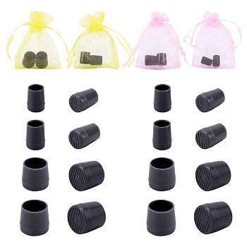 Gorgecraft 8Pair PVC High Heel Stoppers Protector, Round Shape Non-slip Wearable Heel Cover Shockproof Accessories, 8Pcs Organza Gift Bags with Drawstring, Black, 16~17x12~18mm, 8.5~14mm Inner Diameter