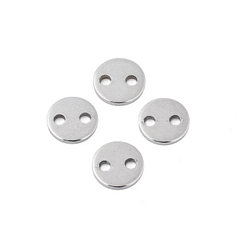 304 Stainless Steel Connector Charms, Stamping Blank Tag, Flat Round, Stainless Steel Color, 6x1mm, Hole: 1.2mm