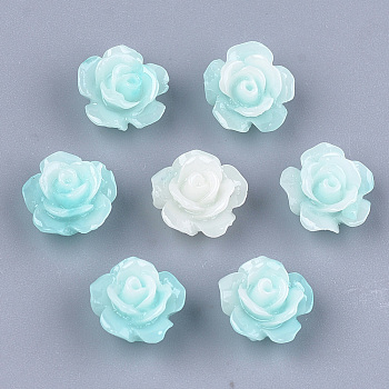 Synthetic Coral Beads, Dyed, Flower, Pale Turquoise, 10x10x6mm, Hole: 1mm